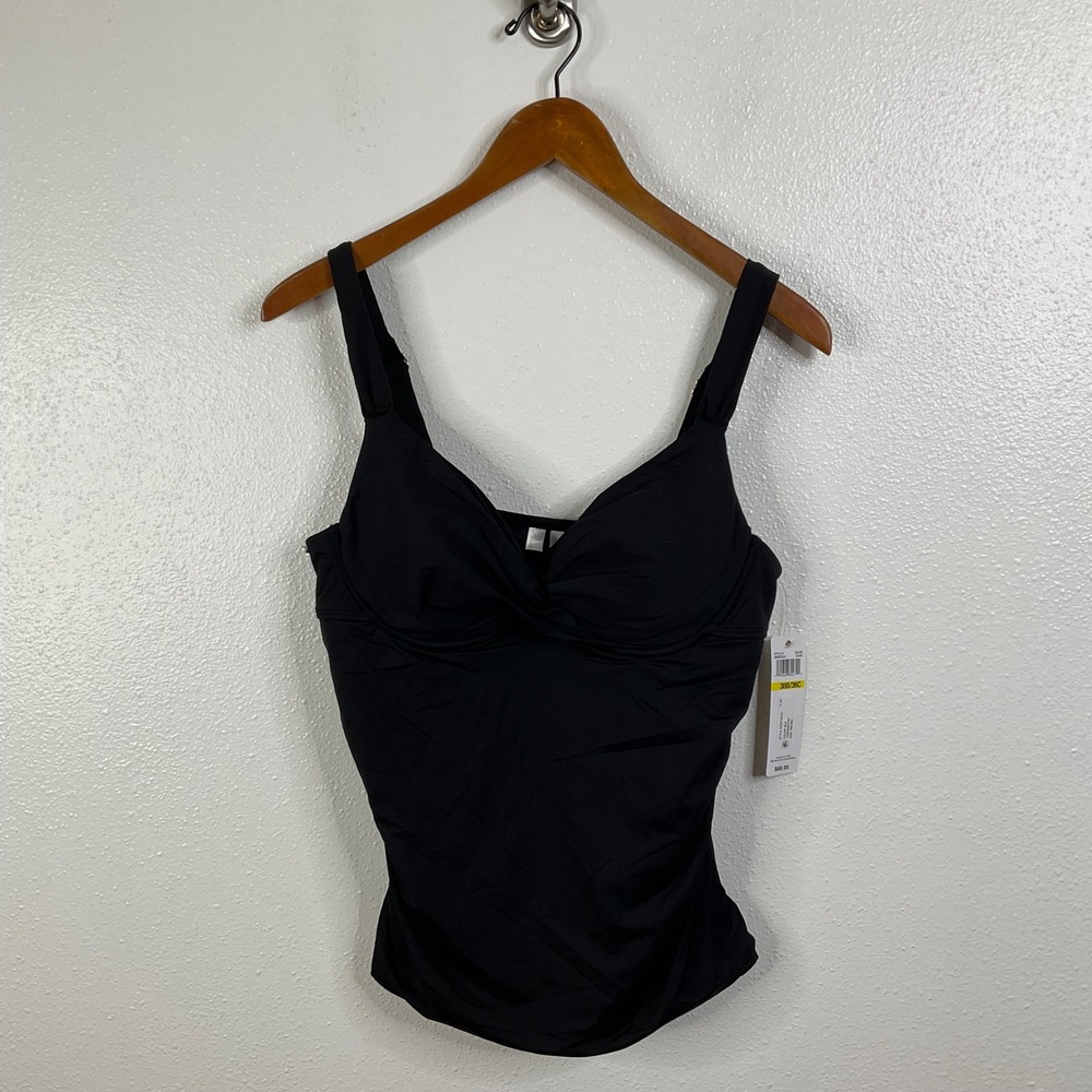 Anne Cole NWT‎ Black Twist Front Tankini Top Size 38B/36C